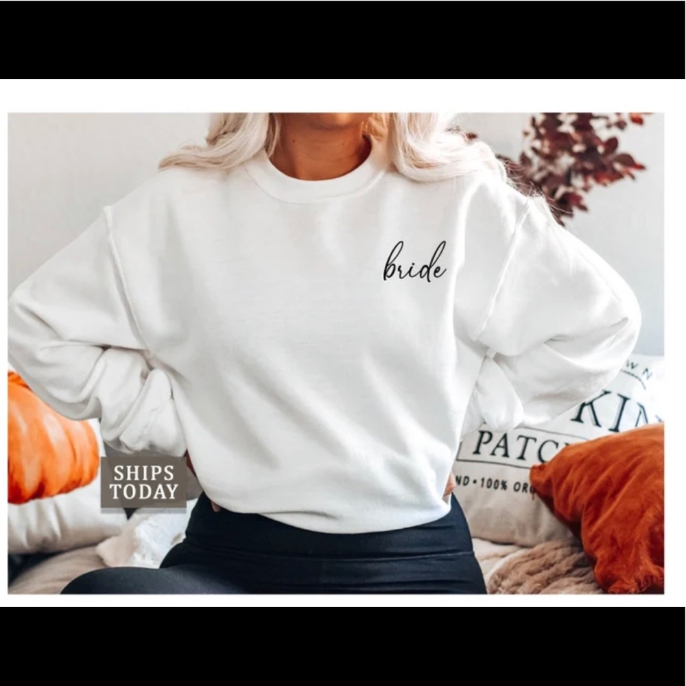 “Bride” white crewneck sweatshirt